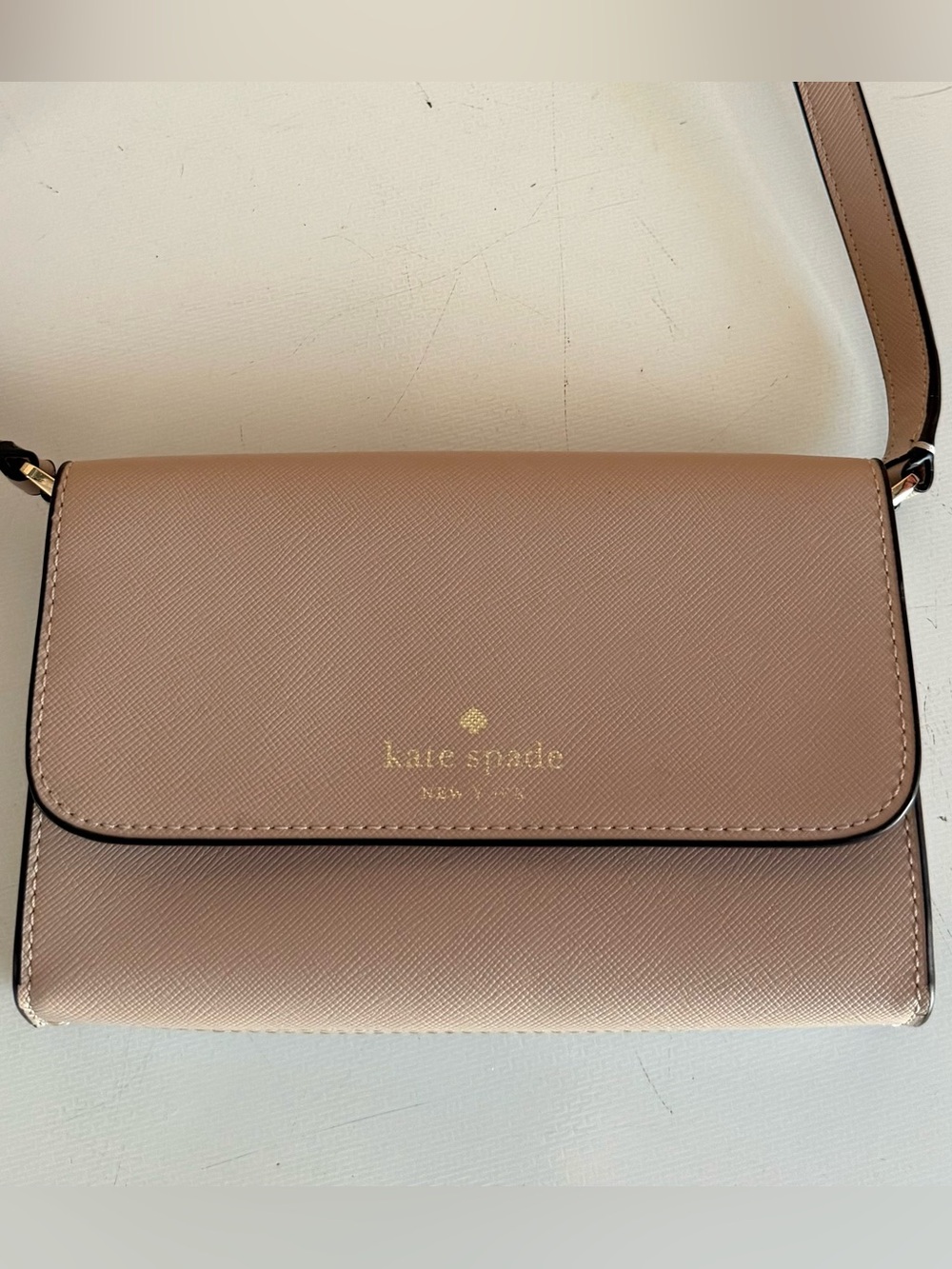 KATE SPADE BRYNN SMALL SNAP FLAP CROSSBODY WARM BEIGE K4804 NWOT